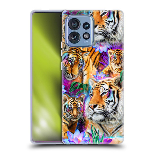 Sheena Pike Big Cats Daydream Tigers With Flowers Soft Gel Case for Motorola Moto Edge 40 Pro
