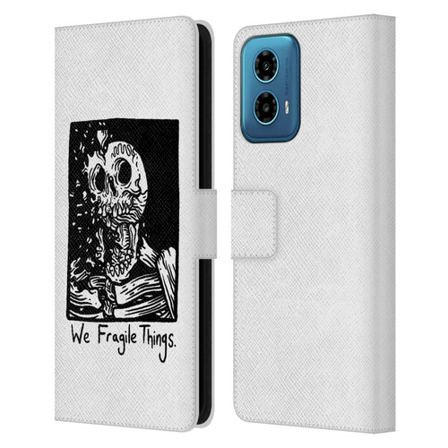 Matt Bailey Skull We Fragile Things Leather Book Wallet Case Cover For Motorola Moto G34 5G