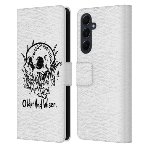 Matt Bailey Skull Older And Wiser Leather Book Wallet Case Cover For Samsung Galaxy A55 5G