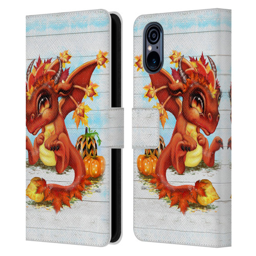 Sheena Pike Dragons Autumn Lil Dragonz Leather Book Wallet Case Cover For Sony Xperia 5 V 5G