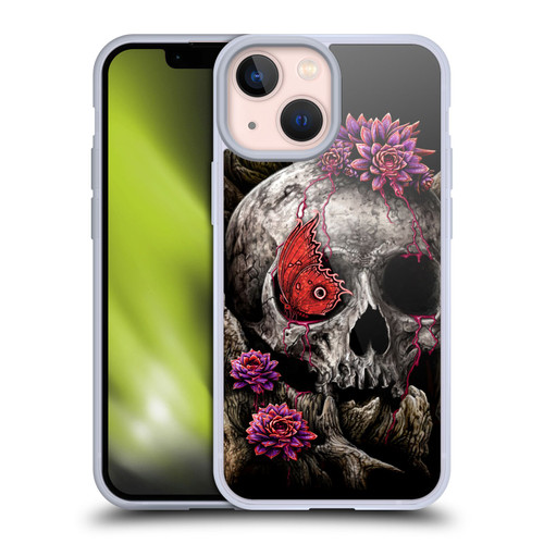 Sarah Richter Skulls Butterfly And Flowers Soft Gel Case for Apple iPhone 13 Mini