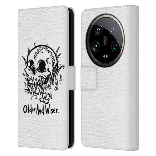 Matt Bailey Skull Older And Wiser Leather Book Wallet Case Cover For Xiaomi 14 Ultra