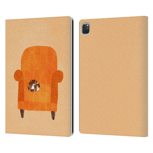 Planet Cat Arm Chair Orange Chair Cat Leather Book Wallet Case Cover For Apple iPad Pro 13 M4 2024