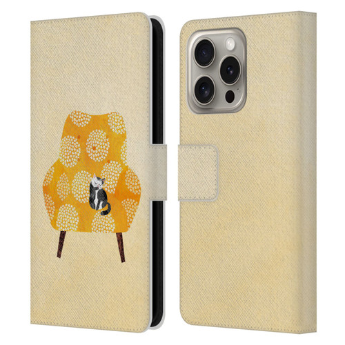 Planet Cat Arm Chair Honey Chair Cat Leather Book Wallet Case Cover For Apple iPhone 16 Pro