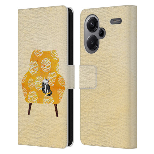 Planet Cat Arm Chair Honey Chair Cat Leather Book Wallet Case Cover For Xiaomi Redmi Note 13 Pro Plus 5G