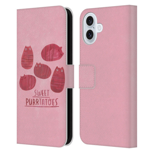 Planet Cat Puns Sweet Purrtatoes Leather Book Wallet Case Cover For Apple iPhone 16 Plus