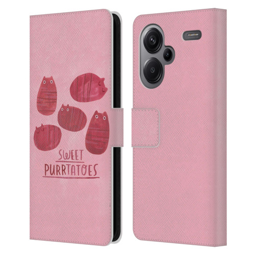 Planet Cat Puns Sweet Purrtatoes Leather Book Wallet Case Cover For Xiaomi Redmi Note 13 Pro Plus 5G