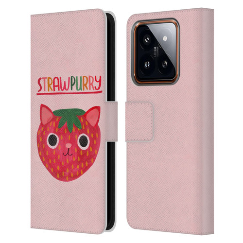 Planet Cat Puns Strawpurry Leather Book Wallet Case Cover For Xiaomi 14