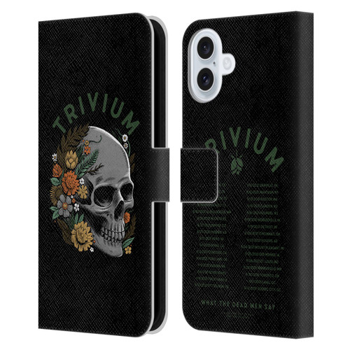 Trivium Graphics Skelly Flower Leather Book Wallet Case Cover For Apple iPhone 16 Plus