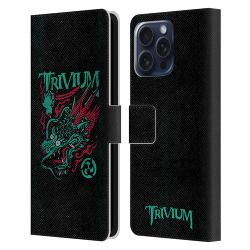 Trivium Graphics Screaming Dragon Leather Book Wallet Case Cover For Apple iPhone 16 Pro Max