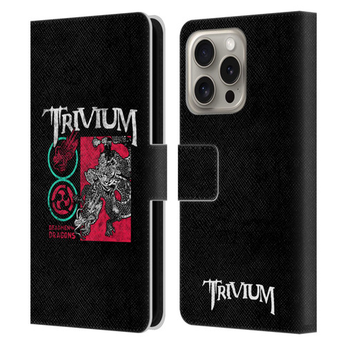 Trivium Graphics Deadmen And Dragons Date Leather Book Wallet Case Cover For Apple iPhone 16 Pro