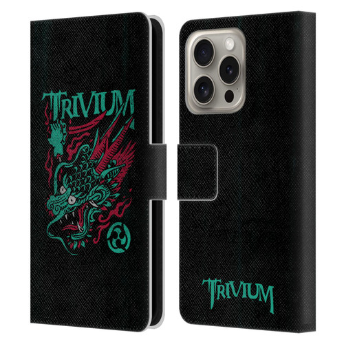 Trivium Graphics Screaming Dragon Leather Book Wallet Case Cover For Apple iPhone 16 Pro
