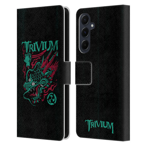 Trivium Graphics Screaming Dragon Leather Book Wallet Case Cover For Samsung Galaxy A55 5G