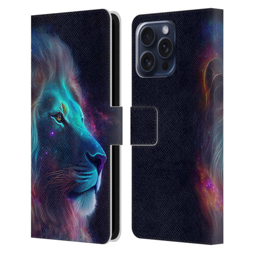 Wumples Cosmic Animals Lion Leather Book Wallet Case Cover For Apple iPhone 16 Pro Max
