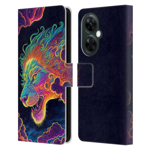 Wumples Cosmic Animals Clouded Lion Leather Book Wallet Case Cover For OnePlus Nord CE 3 Lite 5G