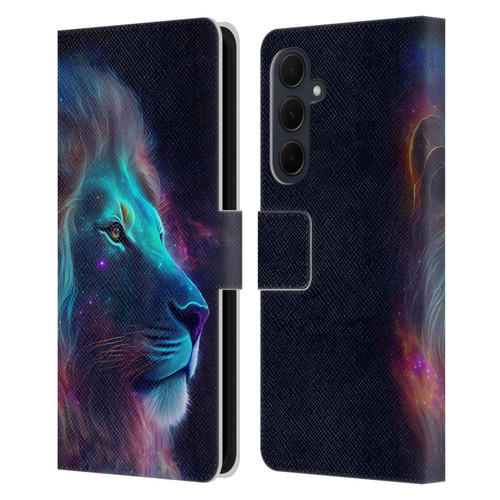 Wumples Cosmic Animals Lion Leather Book Wallet Case Cover For Samsung Galaxy A35 5G