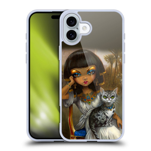 Strangeling Art Egyptian Girl with Cat Soft Gel Case for Apple iPhone 16 Plus
