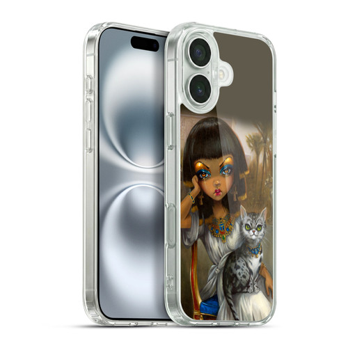Strangeling Art Egyptian Girl with Cat Soft Gel Case for Apple iPhone 16 Plus & MagSafe