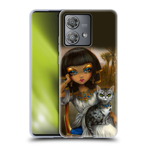 Strangeling Art Egyptian Girl with Cat Soft Gel Case for Motorola Edge 40 Neo 5G