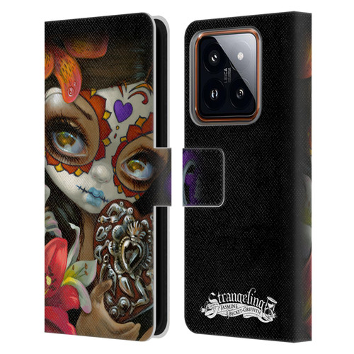 Strangeling Art Day of Dead Heart Charm Leather Book Wallet Case Cover For Xiaomi 14