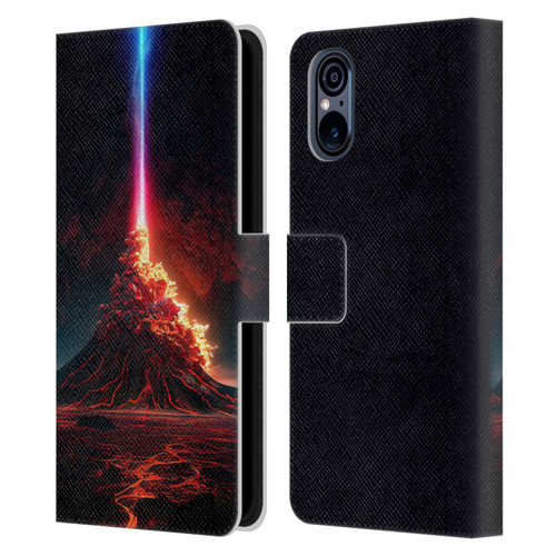 Wumples Cosmic Universe Int Eruption Leather Book Wallet Case Cover For Sony Xperia 5 V 5G