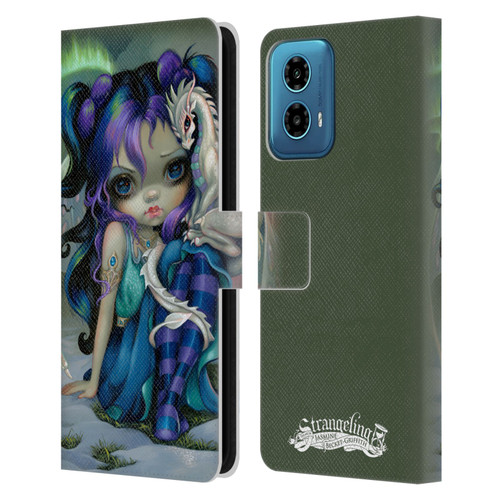 Strangeling Dragon Frost Winter Fairy Leather Book Wallet Case Cover For Motorola Moto G34 5G