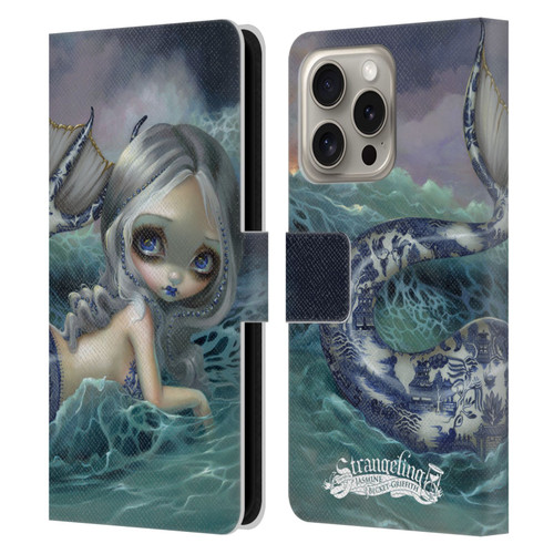 Strangeling Mermaid Blue Willow Tail Leather Book Wallet Case Cover For Apple iPhone 16 Pro