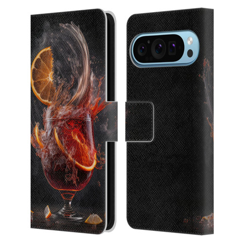 Spacescapes Cocktails Gin Explosion, Negroni Leather Book Wallet Case Cover For Google Pixel 9 / Pixel 9 Pro