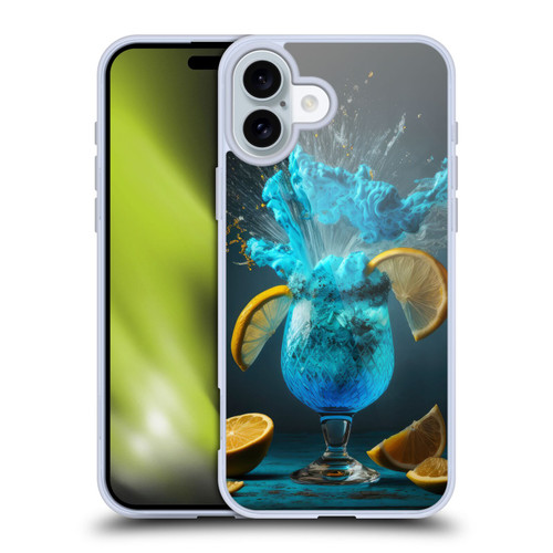Spacescapes Cocktails Blue Lagoon Explosion Soft Gel Case for Apple iPhone 16 Plus