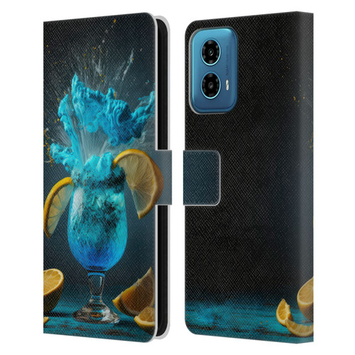 Spacescapes Cocktails Blue Lagoon Explosion Leather Book Wallet Case Cover For Motorola Moto G34 5G