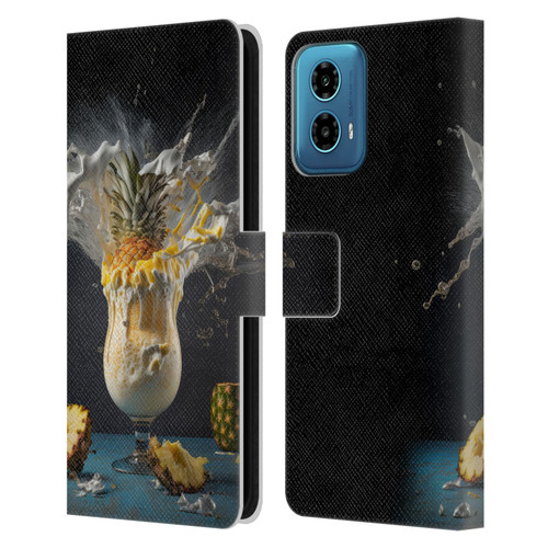 Spacescapes Cocktails Piña Colada Pop Leather Book Wallet Case Cover For Motorola Moto G34 5G