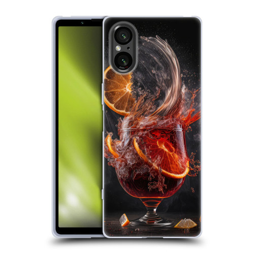 Spacescapes Cocktails Gin Explosion, Negroni Soft Gel Case for Sony Xperia 5 V 5G