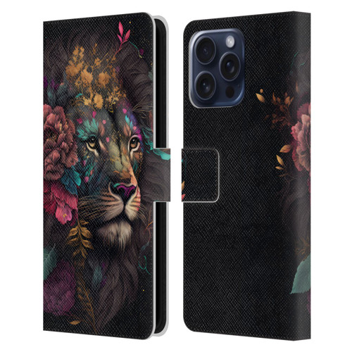 Spacescapes Floral Lions Ethereal Petals Leather Book Wallet Case Cover For Apple iPhone 16 Pro Max