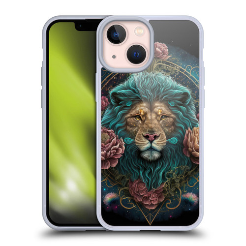 Spacescapes Floral Lions Aqua Mane Soft Gel Case for Apple iPhone 13 Mini