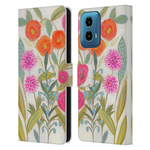 Suzanne Allard Floral Art Joyful Garden Plants Leather Book Wallet Case Cover For Motorola Moto G34 5G