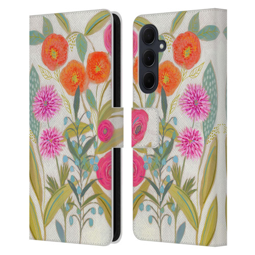 Suzanne Allard Floral Art Joyful Garden Plants Leather Book Wallet Case Cover For Samsung Galaxy A35 5G