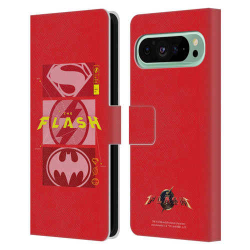 The Flash 2023 Graphics Superhero Logos Leather Book Wallet Case Cover For Google Pixel 9 Pro XL