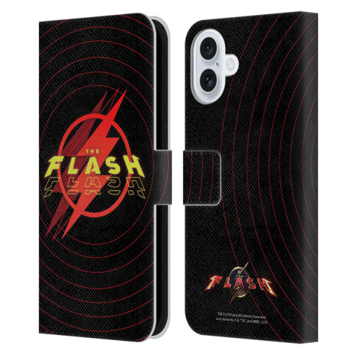 The Flash 2023 Graphics Logo Leather Book Wallet Case Cover For Apple iPhone 16 Plus