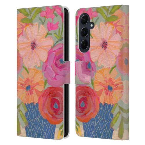 Suzanne Allard Floral Graphics Blue Diamond Leather Book Wallet Case Cover For Samsung Galaxy A55 5G