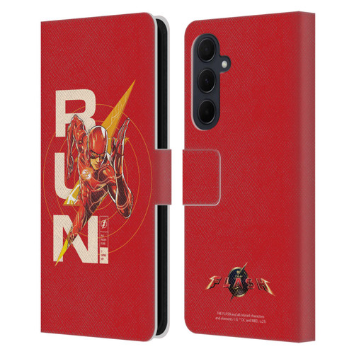 The Flash 2023 Graphics Barry Allen Run Leather Book Wallet Case Cover For Samsung Galaxy A35 5G