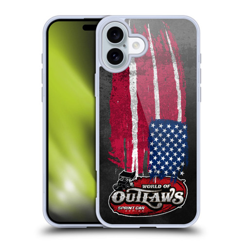 World of Outlaws Western Graphics US Flag Distressed Soft Gel Case for Apple iPhone 16 Plus