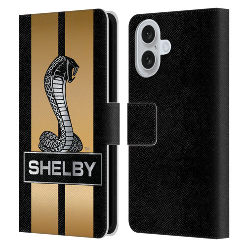 Shelby Car Graphics Gold Leather Book Wallet Case Cover For Apple iPhone 16