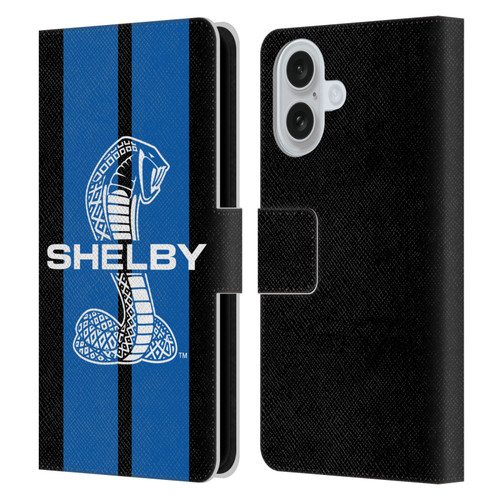 Shelby Car Graphics Blue Leather Book Wallet Case Cover For Apple iPhone 16