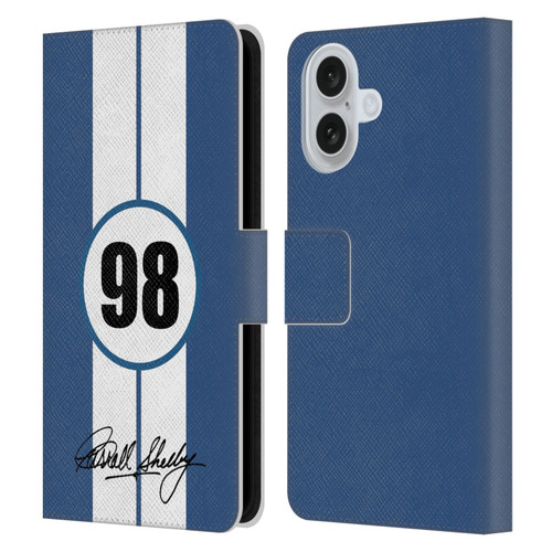 Shelby Car Graphics 1965 427 S/C Blue Leather Book Wallet Case Cover For Apple iPhone 16