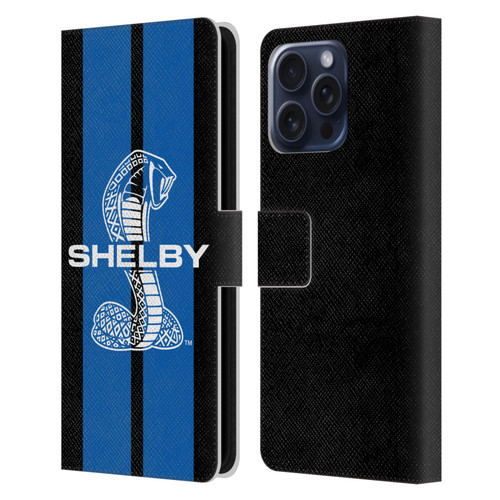 Shelby Car Graphics Blue Leather Book Wallet Case Cover For Apple iPhone 16 Pro Max