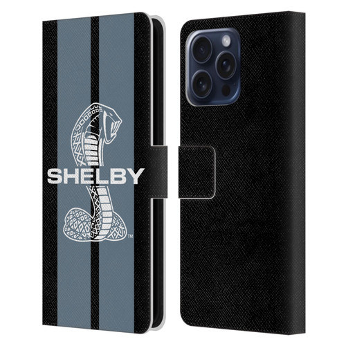 Shelby Car Graphics Gray Leather Book Wallet Case Cover For Apple iPhone 16 Pro Max