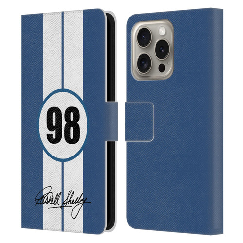Shelby Car Graphics 1965 427 S/C Blue Leather Book Wallet Case Cover For Apple iPhone 16 Pro