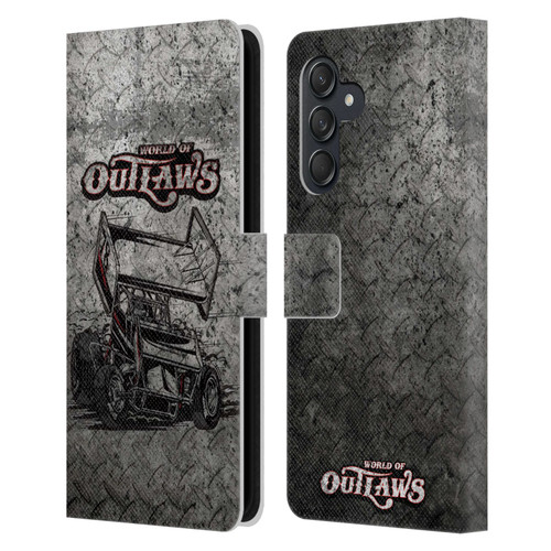 World of Outlaws Western Graphics Sprint Car Leather Book Wallet Case Cover For Samsung Galaxy M55 5G