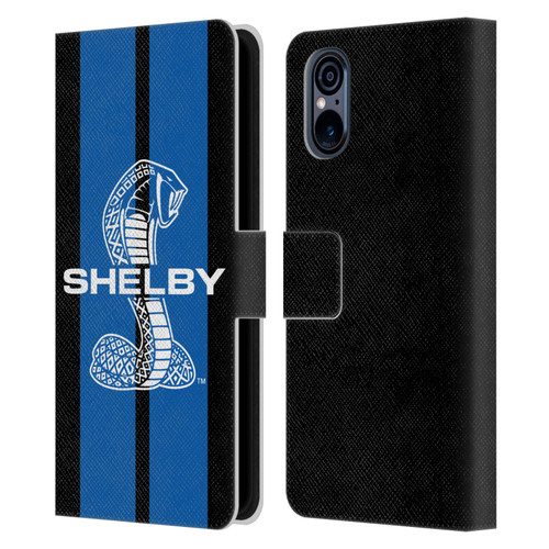 Shelby Car Graphics Blue Leather Book Wallet Case Cover For Sony Xperia 5 V 5G