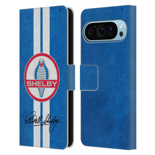 Shelby Logos Distressed Blue Leather Book Wallet Case Cover For Google Pixel 9 / Pixel 9 Pro